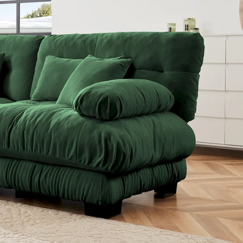 L-förmiges Zweisitzer-Sofa aus Chenille mit Lendenkissen