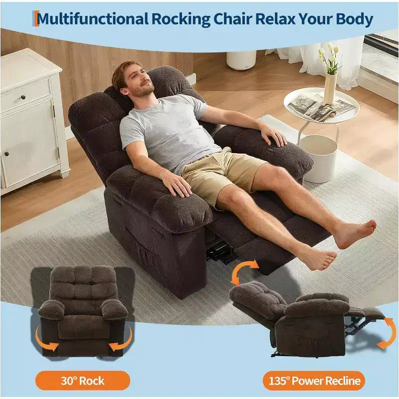 Fotel rozkładany z ręczną regulacją, ergonomiczny fotel z oddychającego materiału i kieszeniami bocznymi, jednoosobowa sofa, odpowiednia do salonu lub sypialni