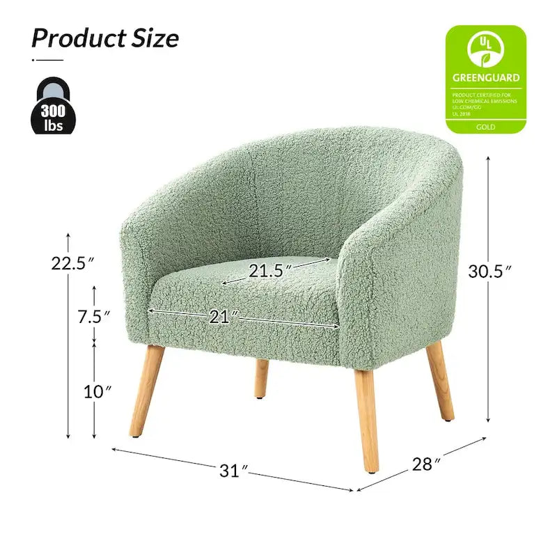 Sheila moderne fauteuil van 30 W met bouclébekleding en poten van massief hout, set van 2, van HULALA HOME