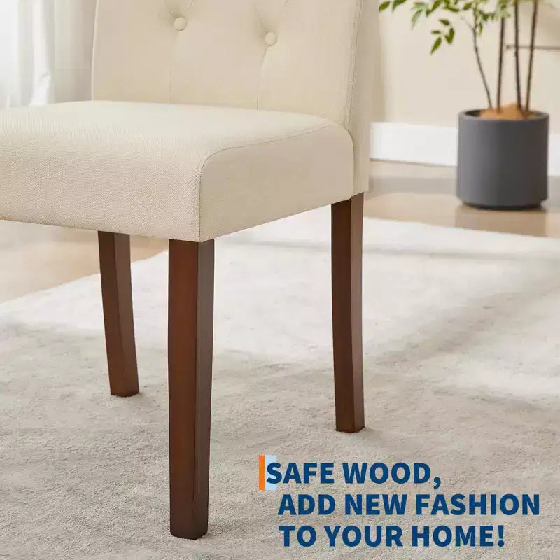Ensemble de 6 / 4 chaises de salle à manger Parsons capitonnées à boutons – chaises de cuisine en tissu rembourré avec pieds en bois et assises rembourrées – mobilier de salon et de cuisine