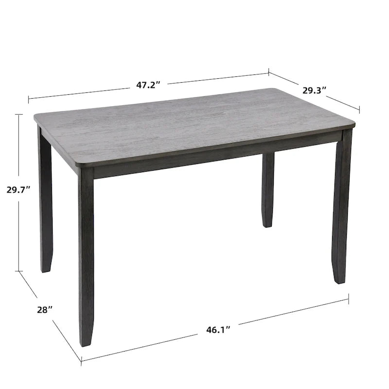 Ensemble de salle à manger 5 pièces en bois massif, table de 47 L (1 table + 4 chaises à dossier à barreaux)