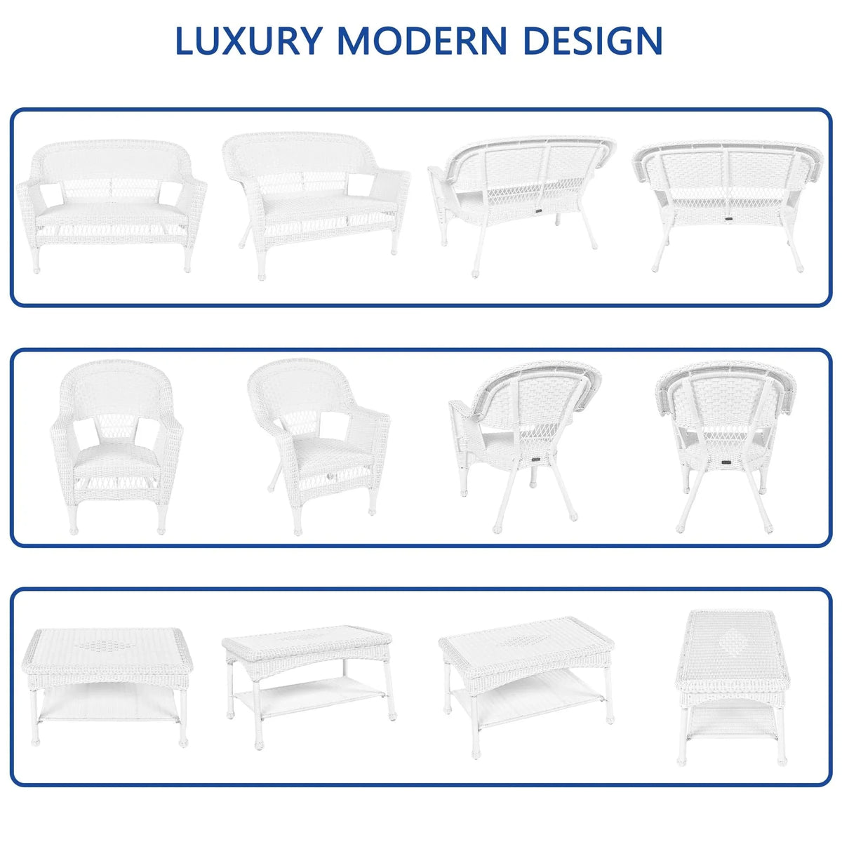 4-delige loungeset van wicker voor op het terras