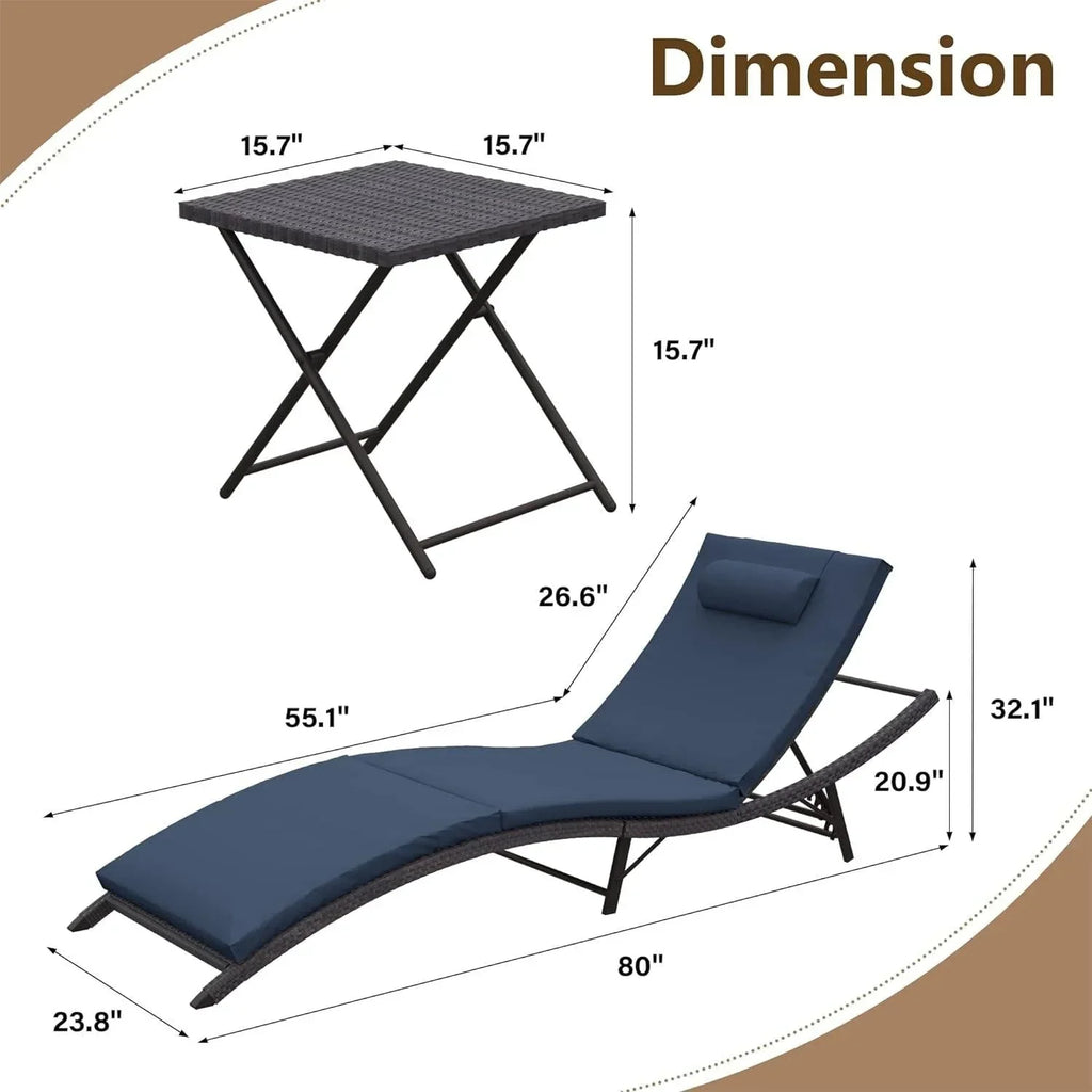 Ensemble de 3 chaises longues d’extérieur Kullavik