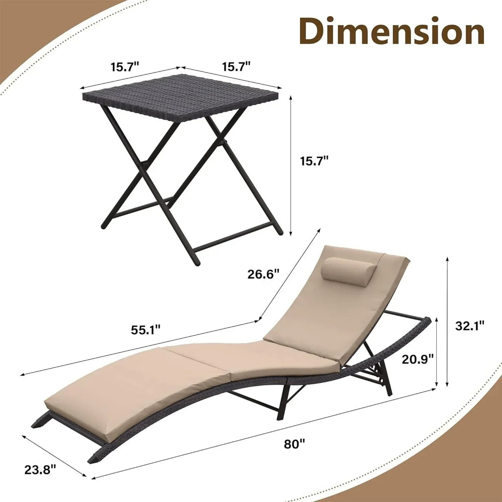 Ensemble de 3 chaises longues d’extérieur Kullavik