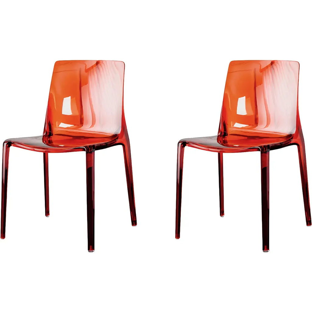 Chaise de salle à manger sans accoudoirs à dossier bas en acrylique ambré