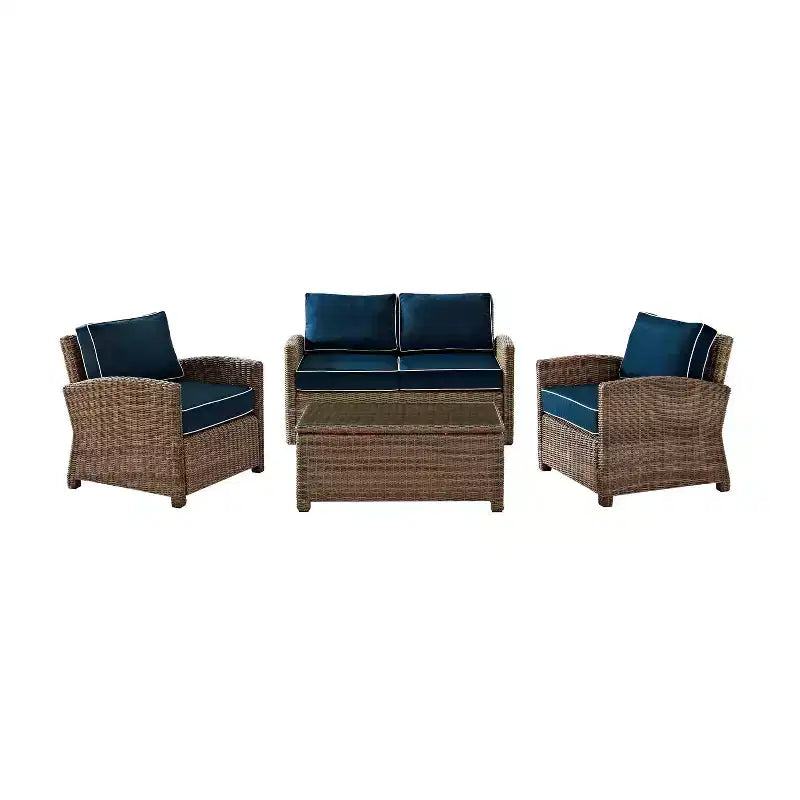 Bradenton 4-teiliges Outdoor-Sitzmöbel-Set aus Korbgeflecht – Crosley