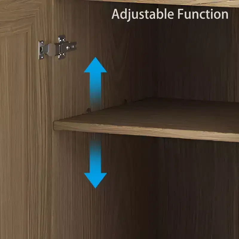 Credenza decorativa nera in vimini effetto legno alta 62 cm con anta e 12 ripiani