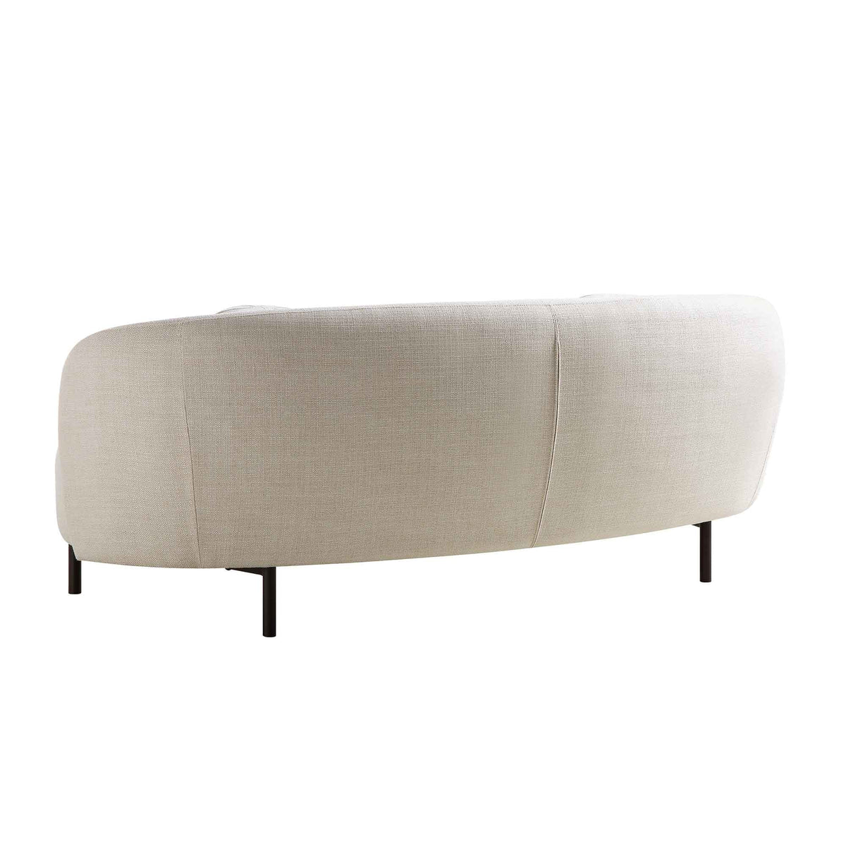 Gebogenes 3-Sitzer-Sofa mit Kugelkissen, beige Leinenmischung