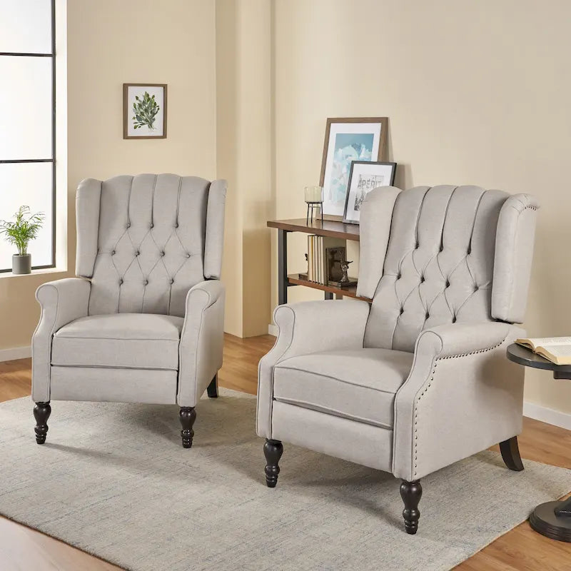 Fauteuils inclinables en tissu capitonné Walter (lot de 2) par Christopher Knight Home
