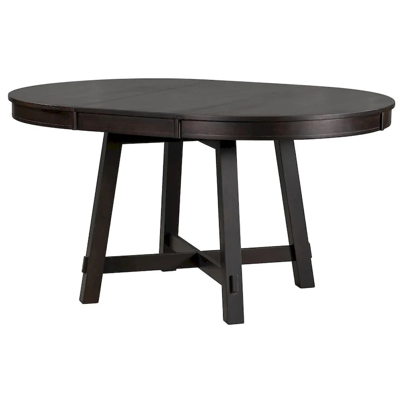 Ronde uitschuifbare eettafel in landelijke stijl met houten keukentafelblad en verlengblad van 16 inch