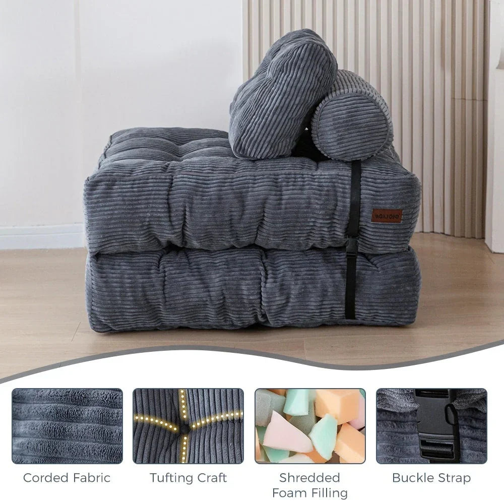 8 Corduroy vouwbare slaapbank, eenpersoons