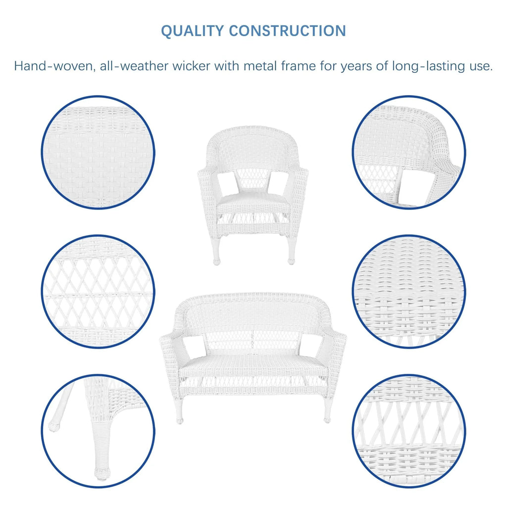 4-delige loungeset van wicker voor op het terras