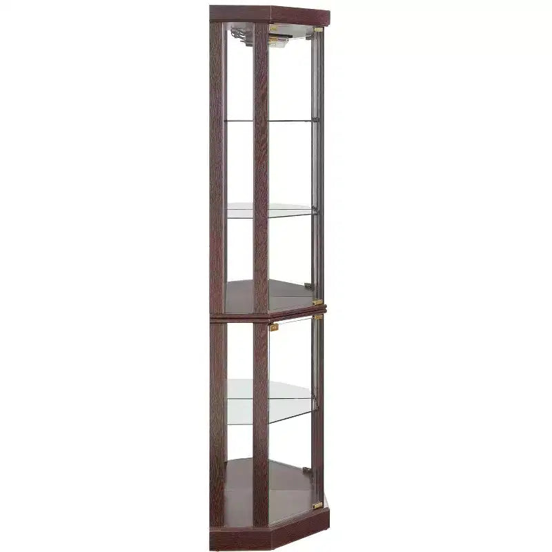 Eck-Vitrinenschrank mit Glastüren und Einlegeböden, Eckvitrine für das Wohnzimmer