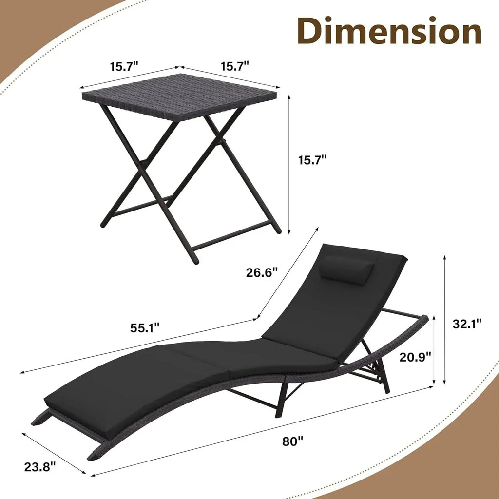 Ensemble de 3 chaises longues d’extérieur Kullavik