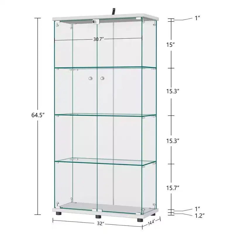 Vitrine d’exposition en verre de 64,5 x 32 avec serrure