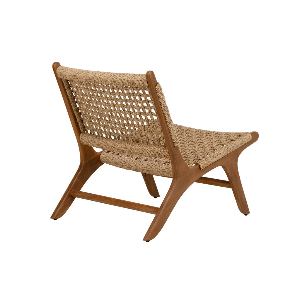 Fauteuil lounge rustique en teck tressé – extérieur
