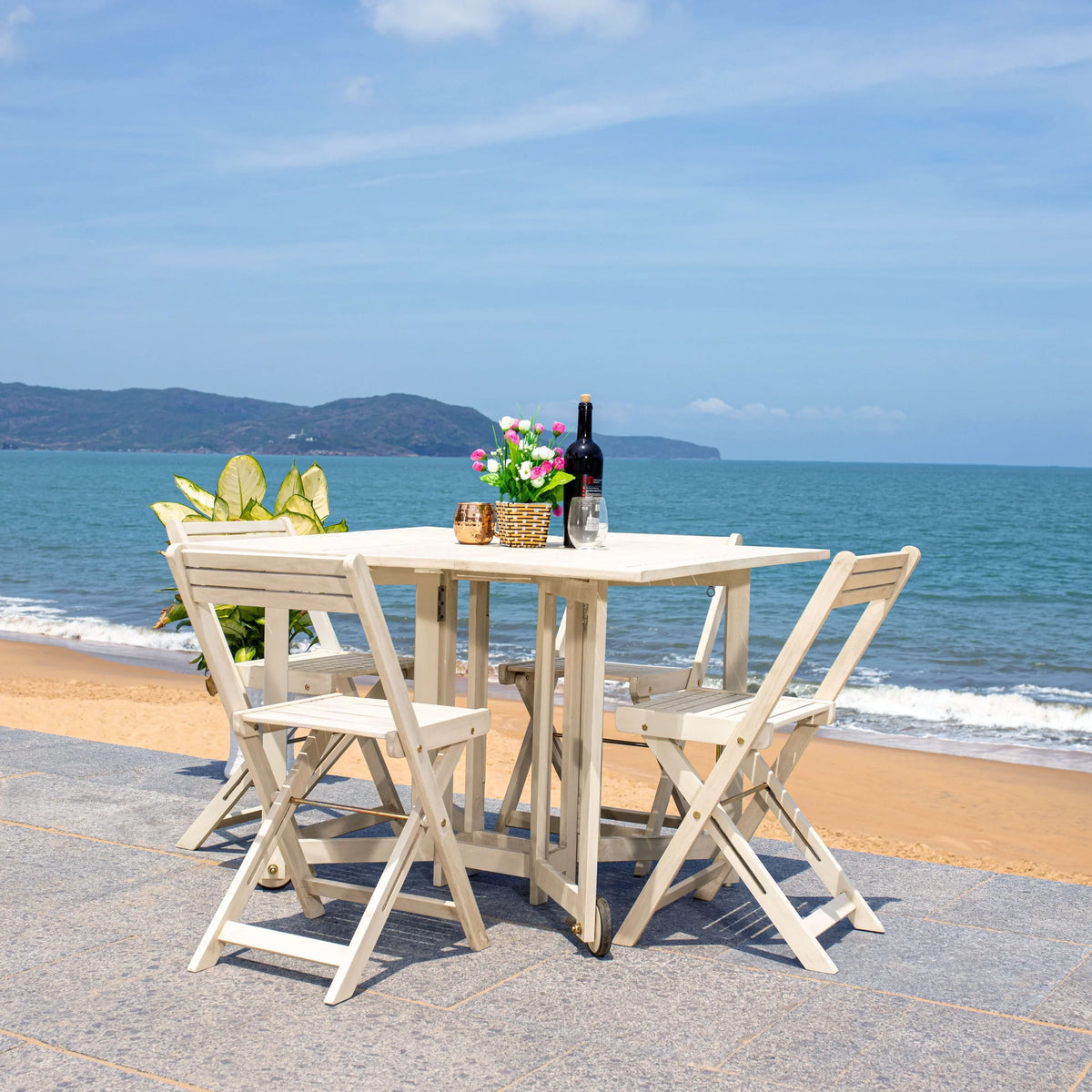 SAFAVIEH Brandy 5-delige tuinmeubelset met eettafel - 43B x 35D x 29H