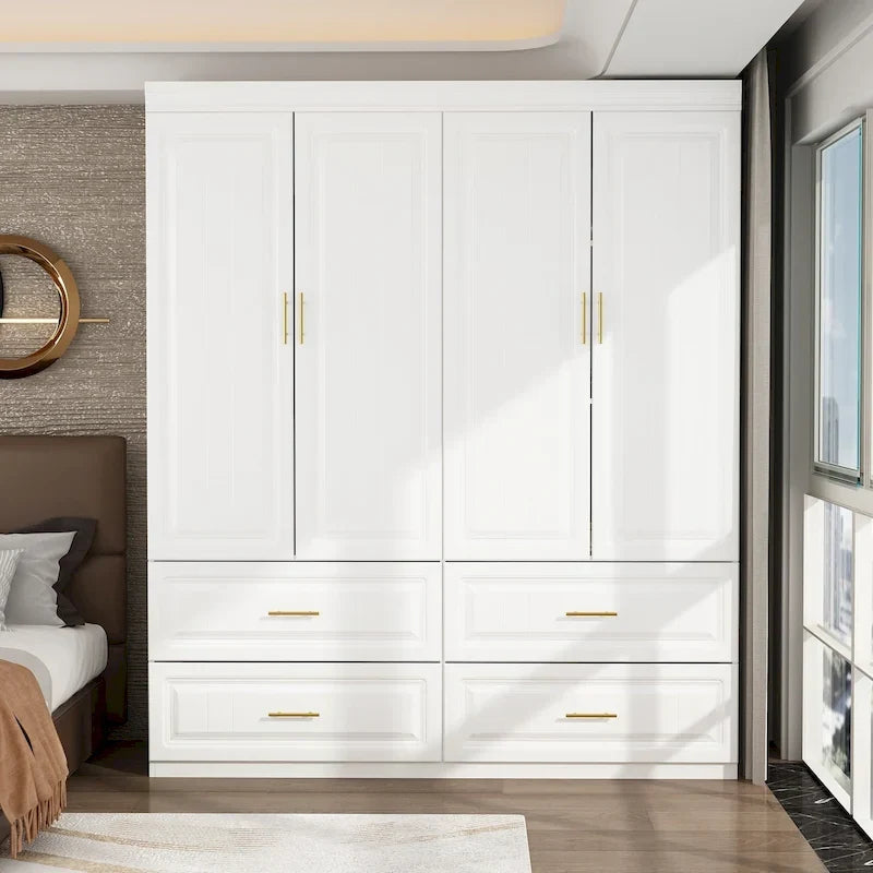 Armoire-penderie de 93,9/74,2 pouces de hauteur avec espace de suspension, tiroirs et rangements