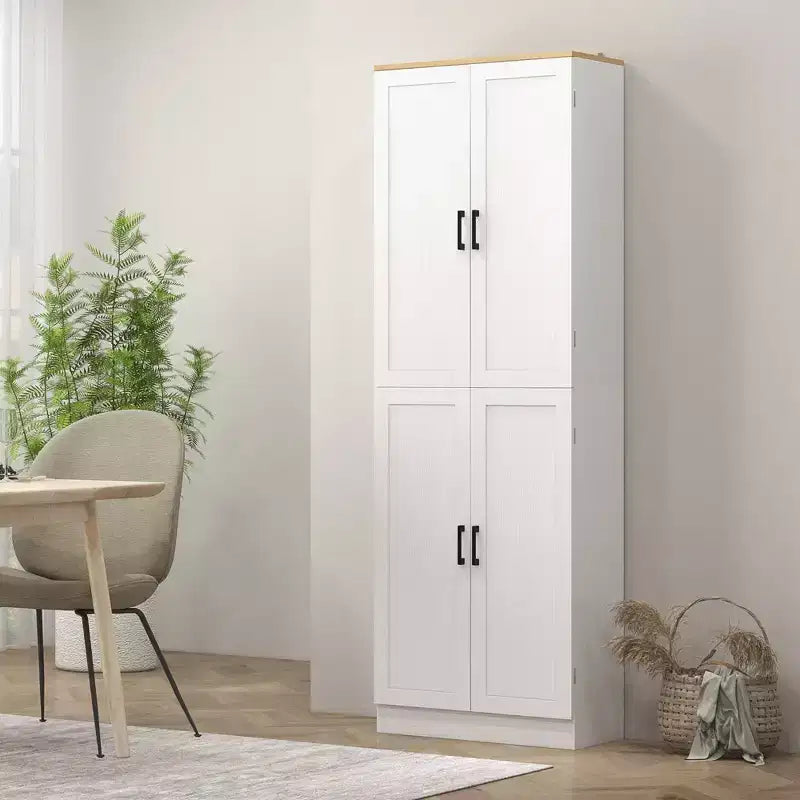 Garde-manger de cuisine autoportant HOMCOM 67 po, meuble de rangement à 4 portes avec étagères et portes réglables
