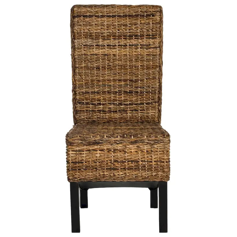 Set van 2 natuurlijke rieten eetkamerstoelen, 19B x 22D x 41H, boho-kuststijl
