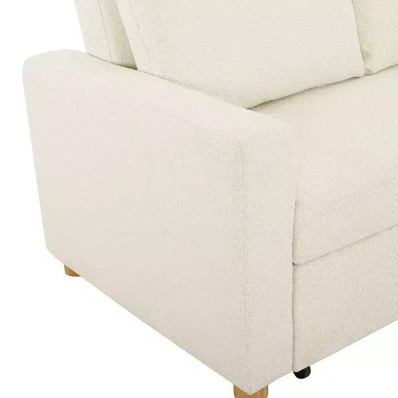 Convertible Sofa – Ivory Boucle, Lounger & Full Bed, Pocket Coils