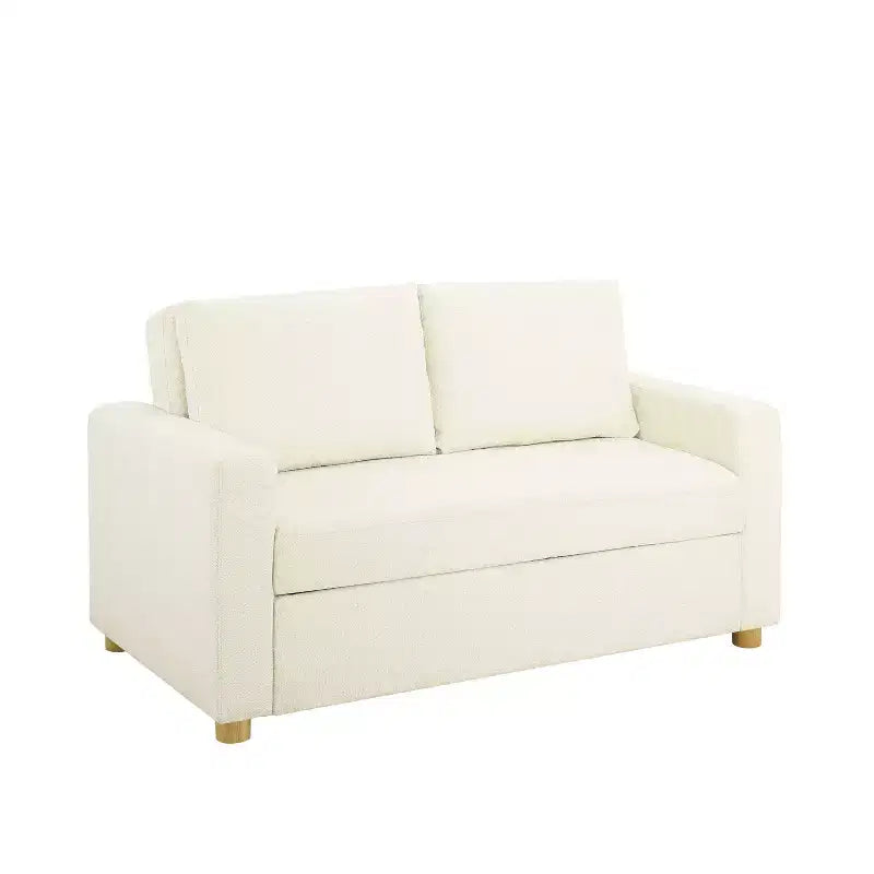 Convertible Sofa – Ivory Boucle, Lounger & Full Bed, Pocket Coils