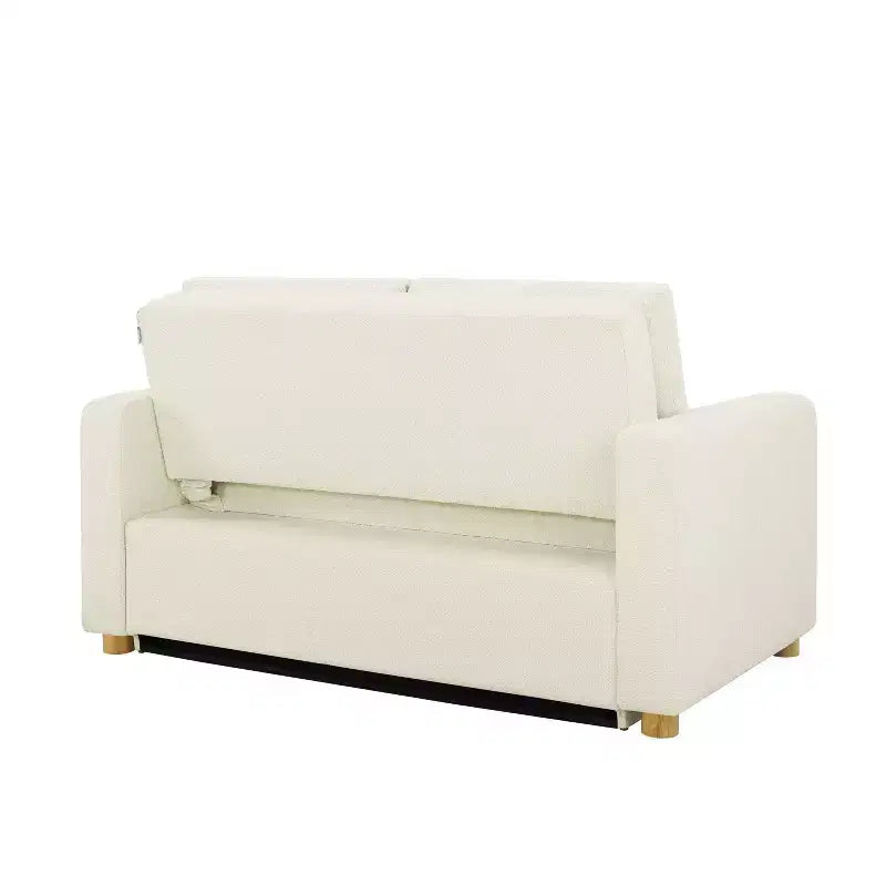 Convertible Sofa – Ivory Boucle, Lounger & Full Bed, Pocket Coils