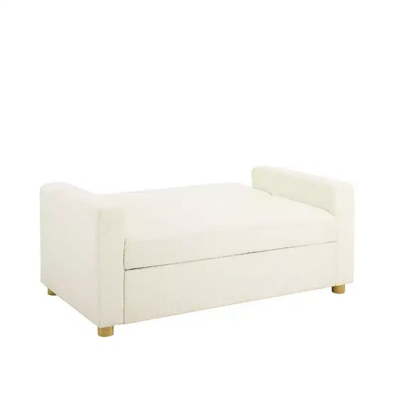 Convertible Sofa – Ivory Boucle, Lounger & Full Bed, Pocket Coils