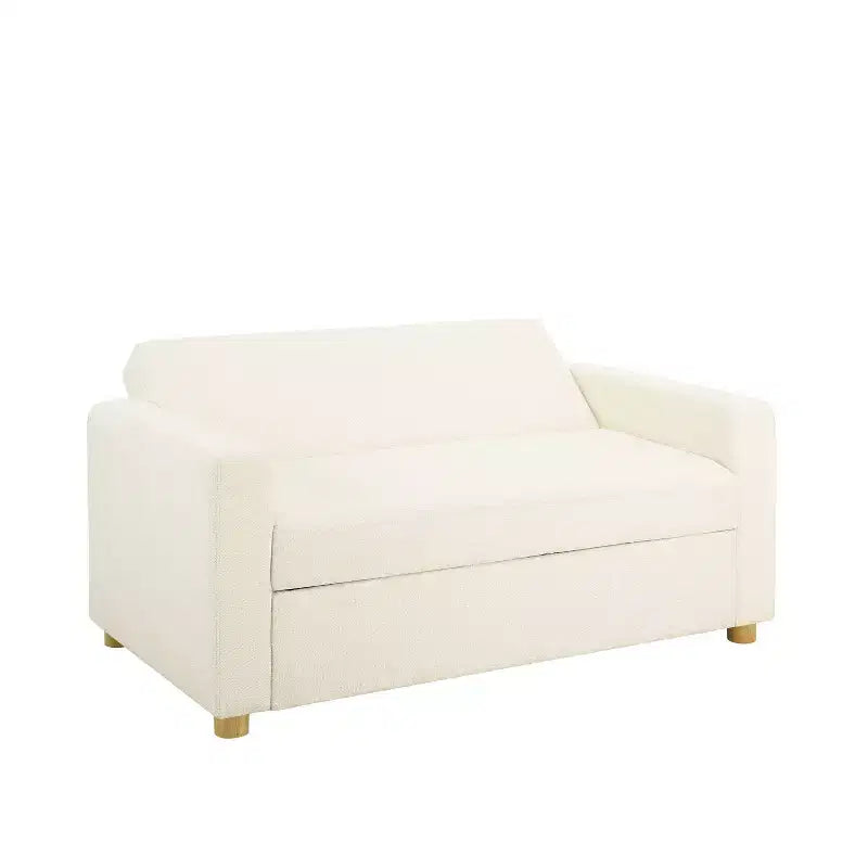 Convertible Sofa – Ivory Boucle, Lounger & Full Bed, Pocket Coils