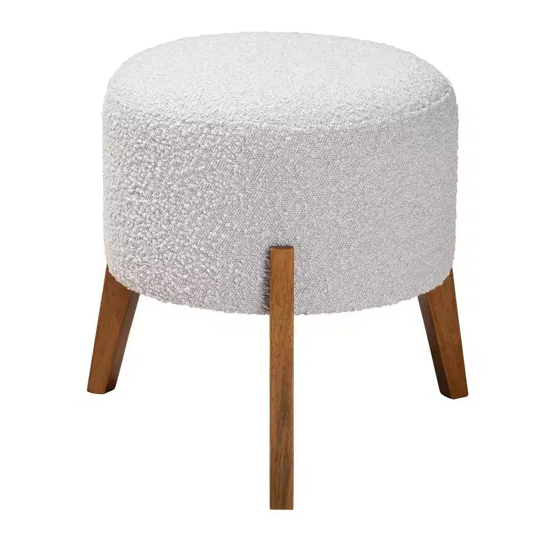 Ottoman Footstool – Light Gray/Walnut Brown, Japandi Style, Tapered Legs