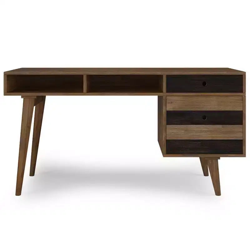 Desk with Side Drawers & File Storage, Mid-Century Modern
