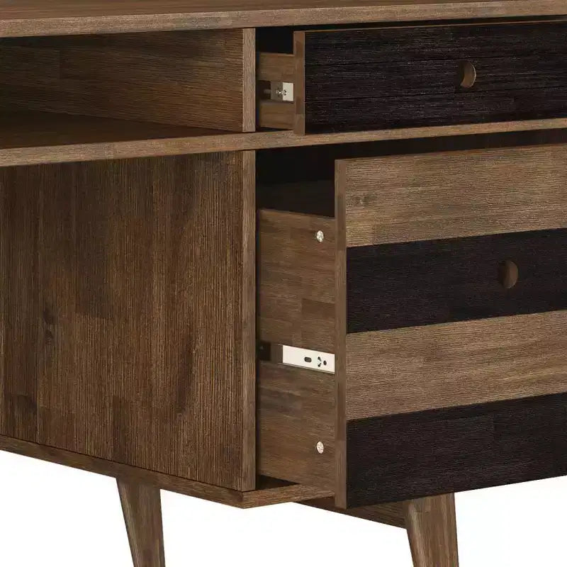 Desk with Side Drawers & File Storage, Mid-Century Modern