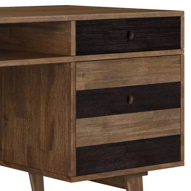 Desk with Side Drawers & File Storage, Mid-Century Modern
