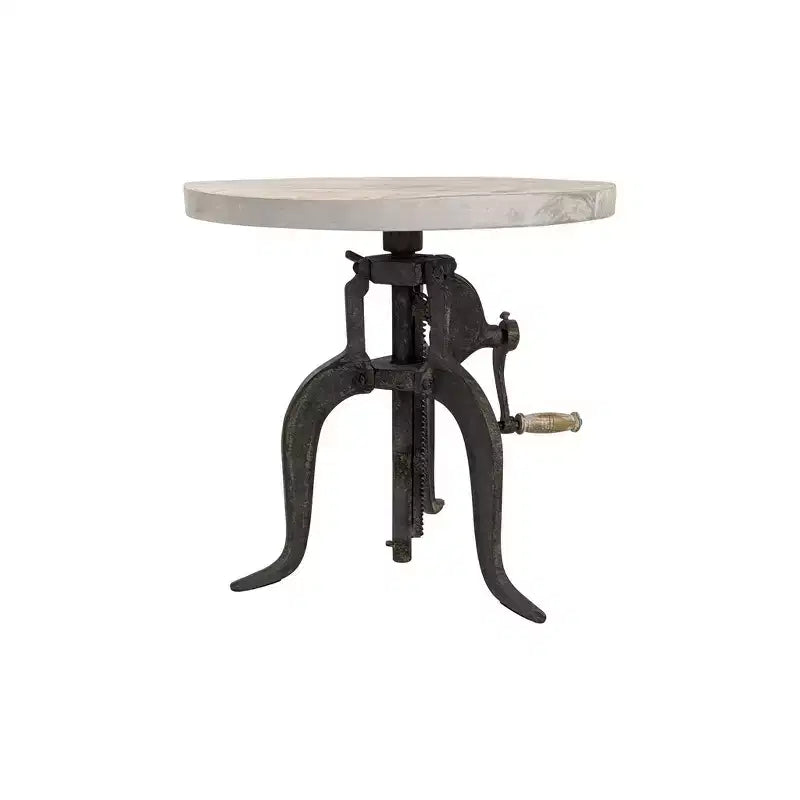 Adjustable Crank Accent Table – Natural Driftwood/Aged Iron, Mango Wood Top