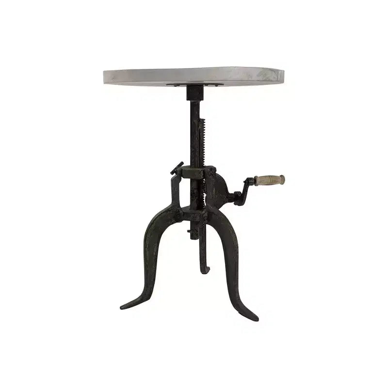 Adjustable Crank Accent Table – Natural Driftwood/Aged Iron, Mango Wood Top