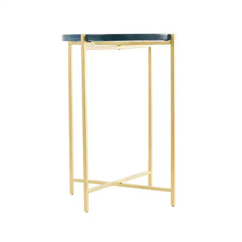 Metal X-Shaped Accent Table – Iron Frame, 24.4" Height, No Assembly, Indoor Use
