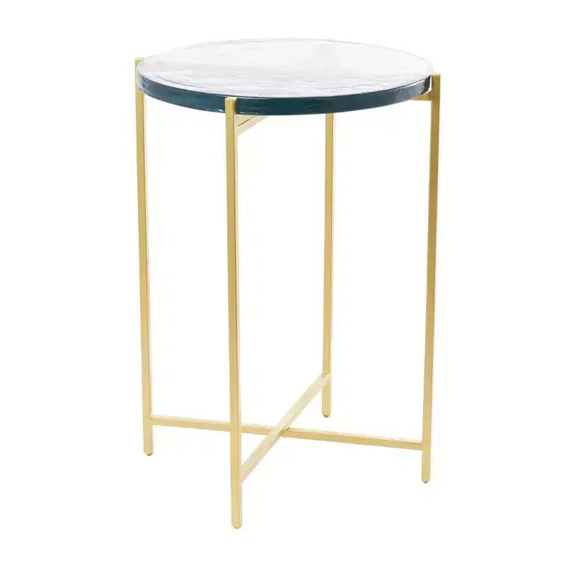 Metal X-Shaped Accent Table – Iron Frame, 24.4" Height, No Assembly, Indoor Use