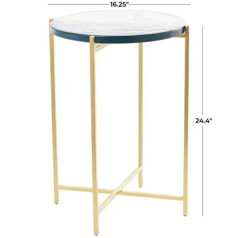 Metal X-Shaped Accent Table – Iron Frame, 24.4" Height, No Assembly, Indoor Use
