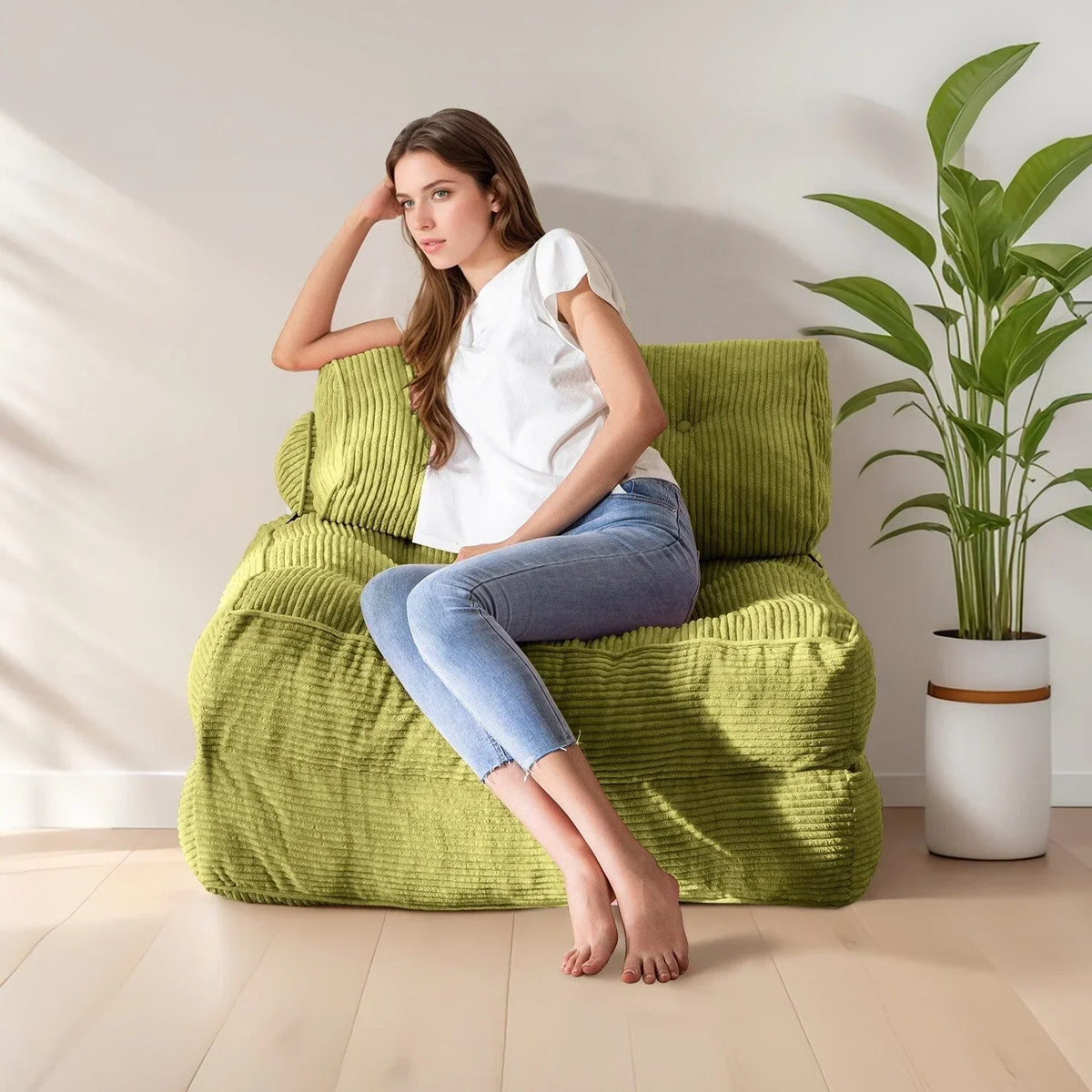 8 Corduroy vouwbare slaapbank, eenpersoons