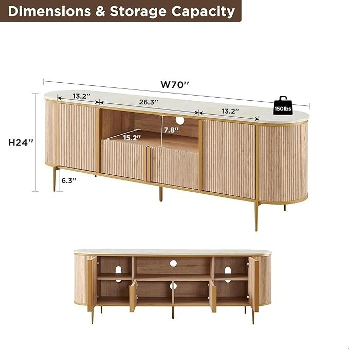 Moderner luxuriöser TV-Ständer, Entertainment-Center, mit Kunstmarmorplatte