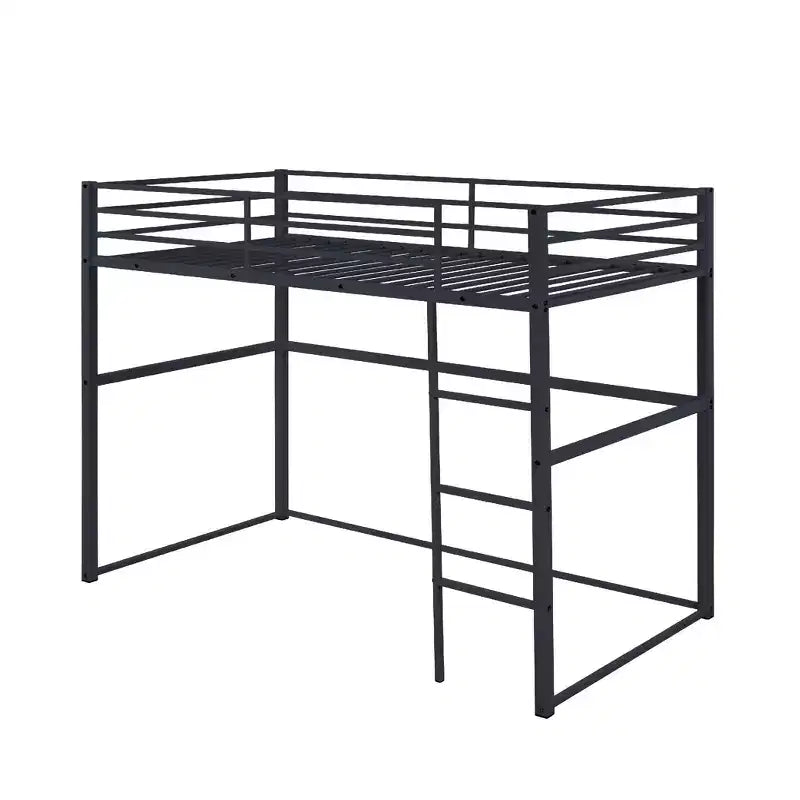 Metall-Hochbett Twin mit Schutzgittern und flacher Leiter