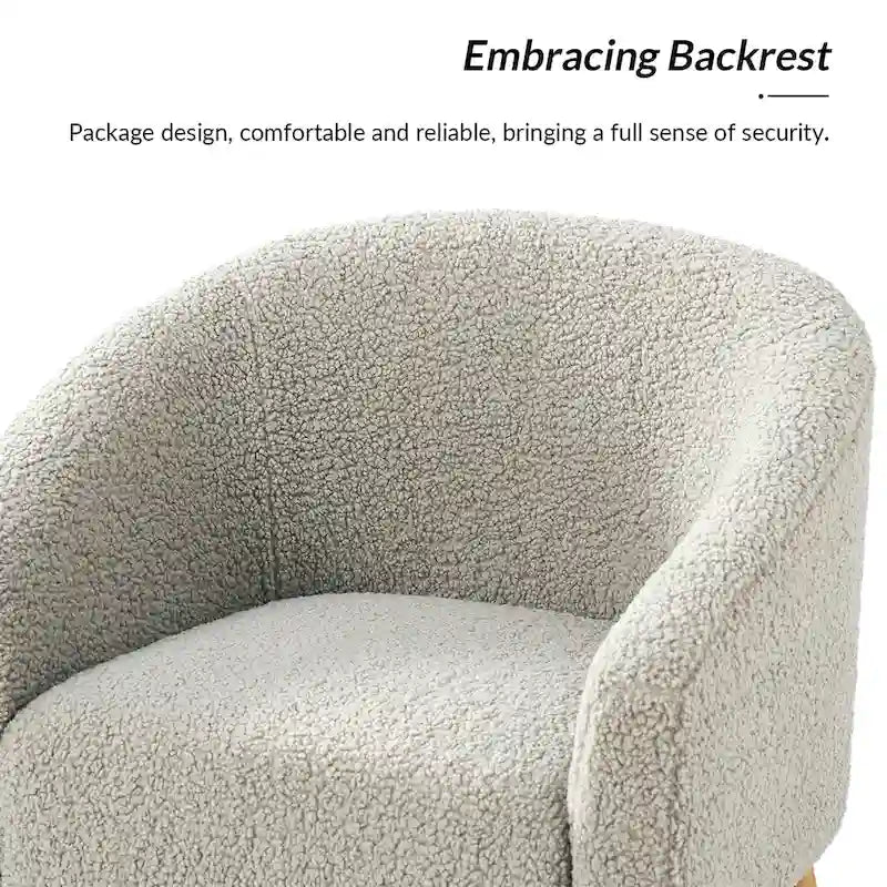 Sheila moderne fauteuil van 30 W met bouclébekleding en poten van massief hout, set van 2, van HULALA HOME