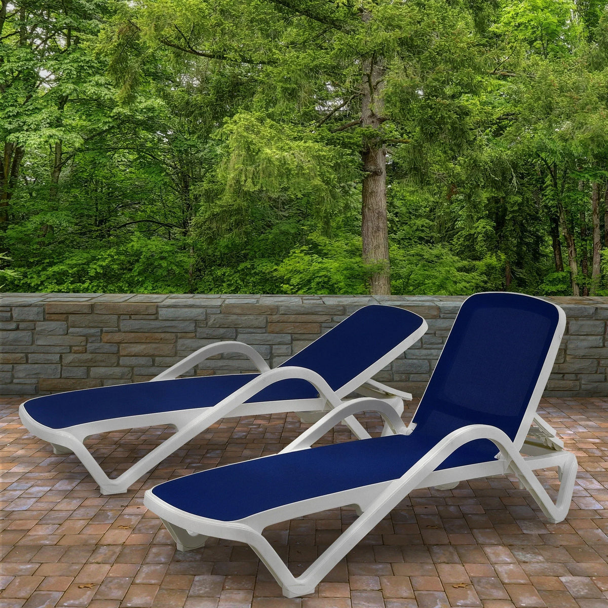 Plymouth-collectie, weerbestendige chaise longue van slingstof, set van 2 - 77 inch