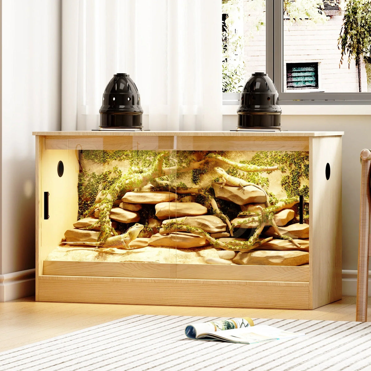 Reptilienhabitat – geräumiges Terrarium für Eidechsen, Schlangen und mehr – 47,2