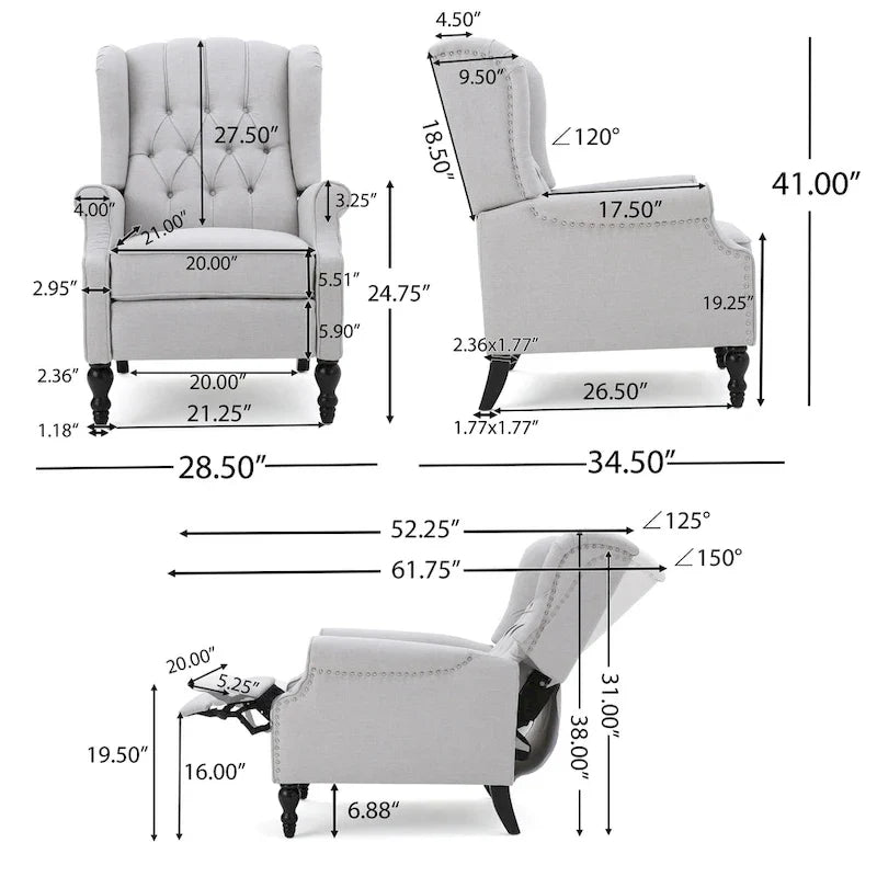 Fauteuils inclinables en tissu capitonné Walter (lot de 2) par Christopher Knight Home