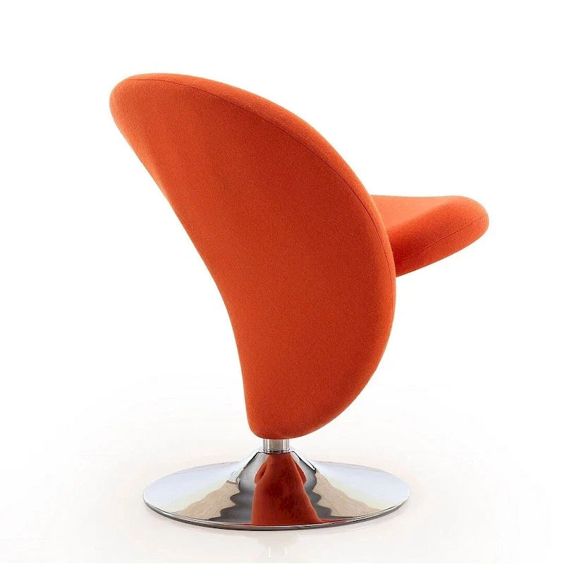 Manhattan Comfort Curl draaibare accentstoel van chroom en wolmix (set van 2)