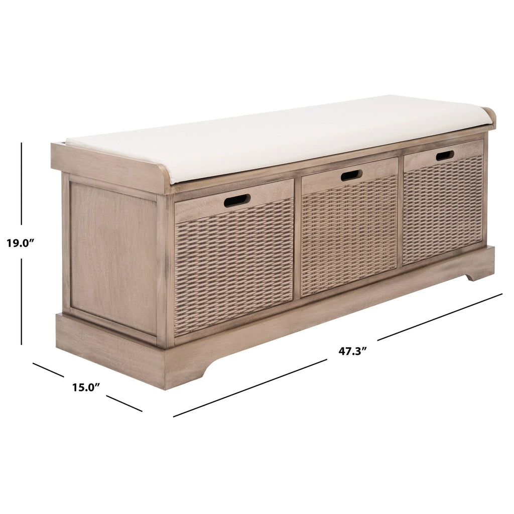 SAFAVIEH Fiorello minderli, 3 çekmeceli depolama pufu - 47.3 W x 15 L x 19 H - 47Wx15Dx19H