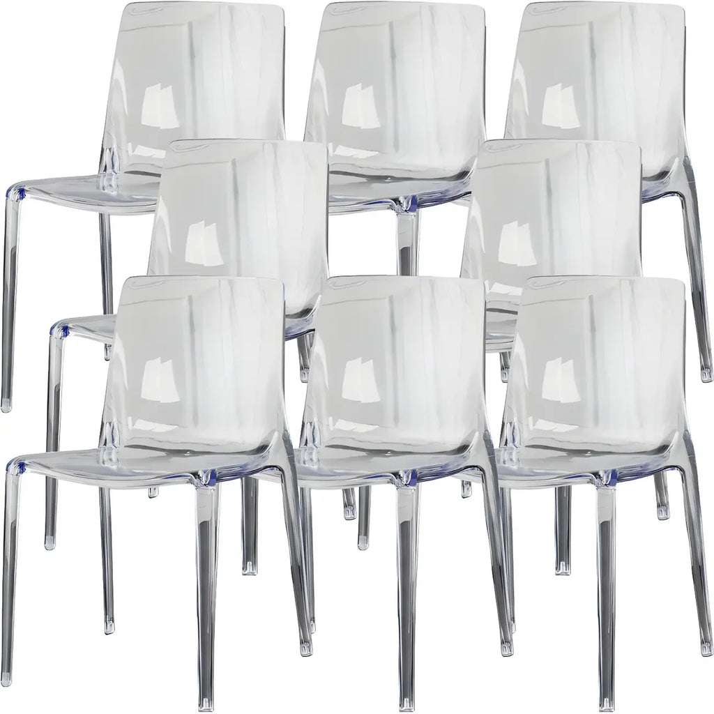 Chaise de salle à manger sans accoudoirs à dossier bas en acrylique ambré