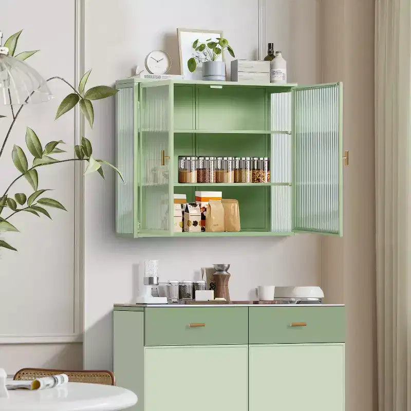 Okak moderne wandkast met 2 deuren, 3 vakken, glazen deuren, voor hal/eetkamer/woonkamer/keuken