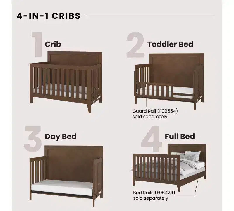Child Craft Kieran Kinderbett-, Doppelkommoden- und Wäscheschrank-Set fürs Kinderzimmer, 3-teilig, inklusive 4-in-1-Umbaubett, Kommode und Wäscheschrank